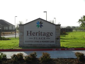 Trails at Heritage Place Assisted Living and Memory Care sign